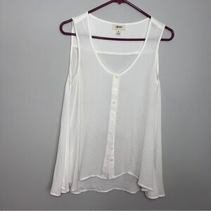 Style & Co. Asymmetrical Scoop Neck Sheer White Top Size XS Like New